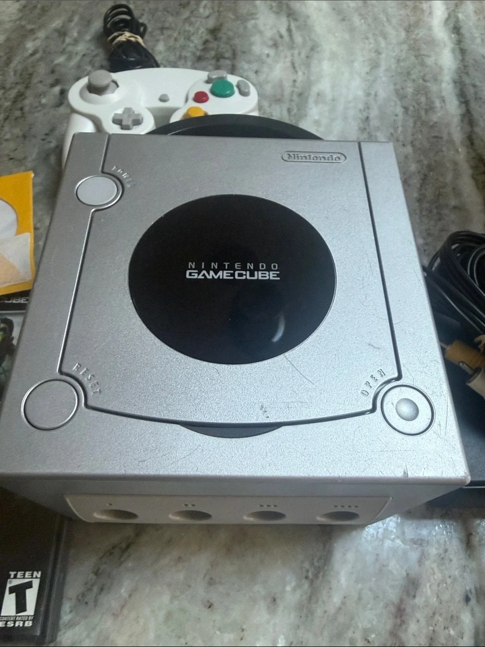 Nintendo GameCube Silver Console with White Controller and Black Handle